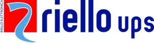 Riello UPS logo representing European UPS systems, battery solutions, voltage regulators, and solar inverters.